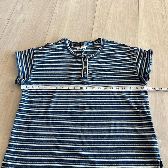 Madewell Stripe Brother Henley women shirt size L - Picture 2 of 6